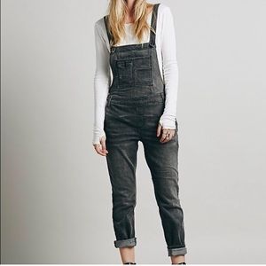 Free People Washed Denim Straight Leg Overall, 25